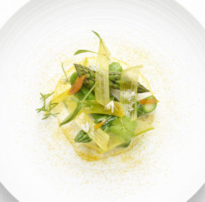 Asperge verte, amande et safran